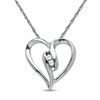 Thumbnail Image 1 of Diamond Duo Heart Pendant in 10K White Gold