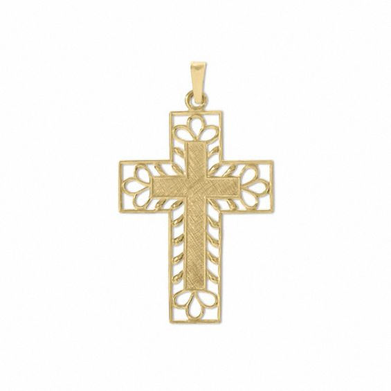 14K Gold Filigree Cross Pendant