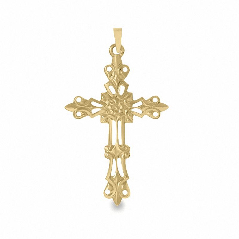 Main Image 1 of 14K Gold Fancy Filigree Cross Pendant
