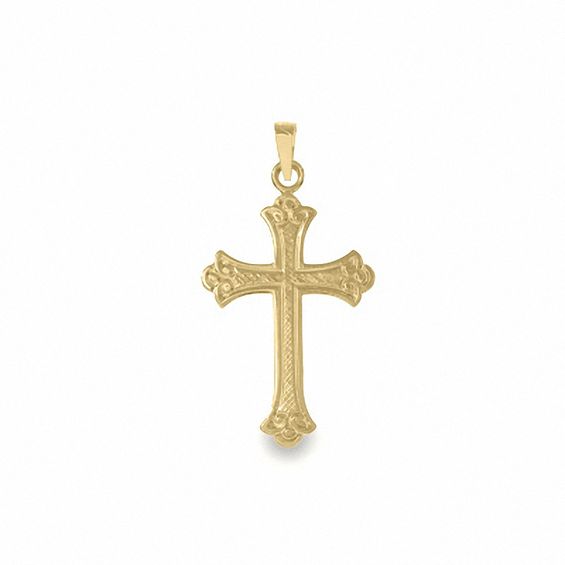 14K Gold Florentine Cross Pendant