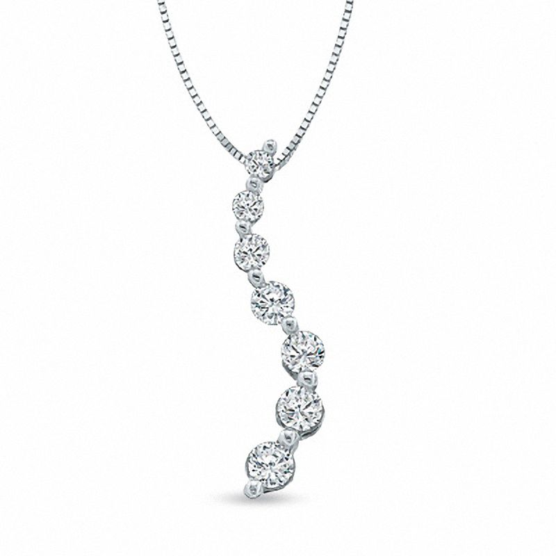 1/10 CT. T.W. Journey Diamond Pendant in 10K White Gold