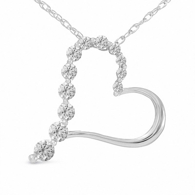 1/4 CT. T.W. Journey Diamond Heart Pendant in 10K White Gold