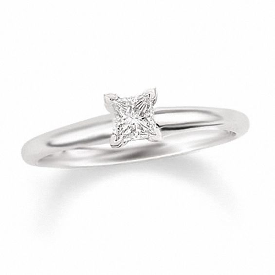 1/3 CT. T.w. Certified Princess-Cut Diamond Solitaire Engagement Ring in 14K White Gold