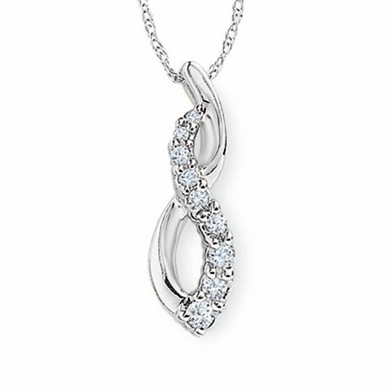 1/6 CT. T.w. Journey Diamond Infinity Pendant in 10K White Gold