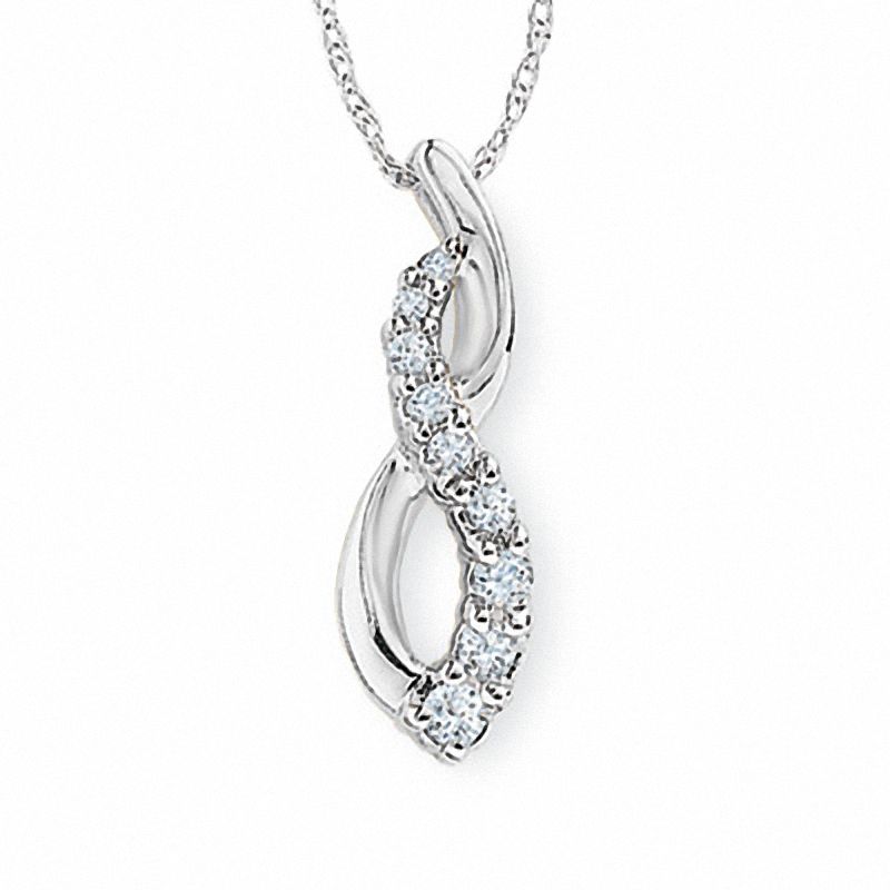 Main Image 1 of 1/6 CT. T.W. Journey Diamond Infinity Pendant in 10K White Gold