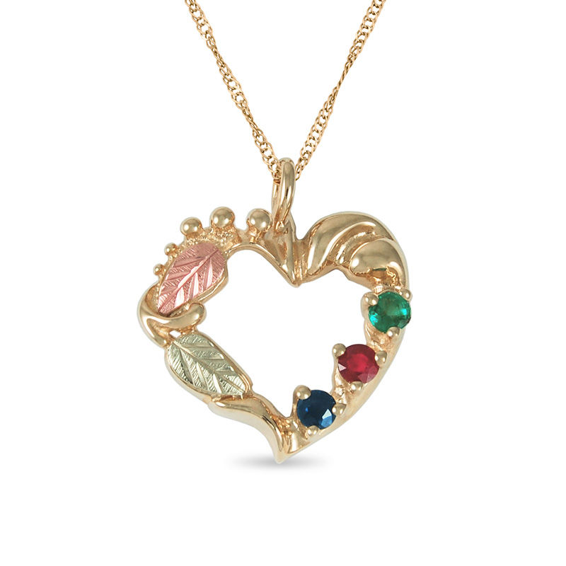 Black Hills Gold Birthstone Family Heart Pendant (1-6 Stones)