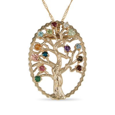 family tree necklace with birthstones