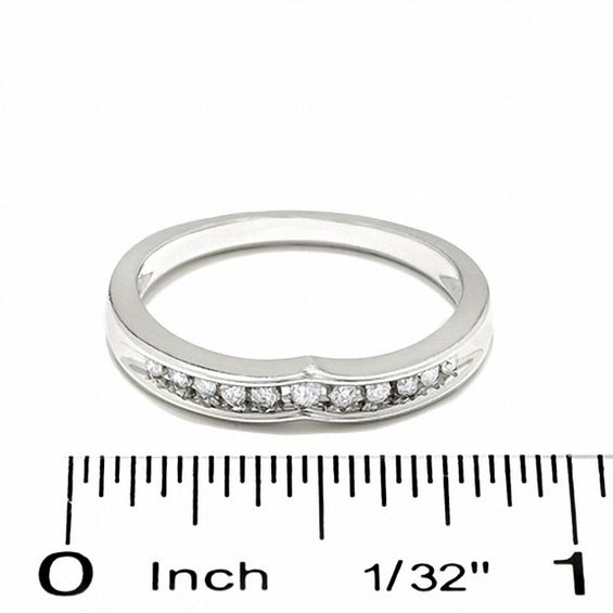 1/10 CT. T.w. Diamond Contoured Wedding Band in 14K White Gold