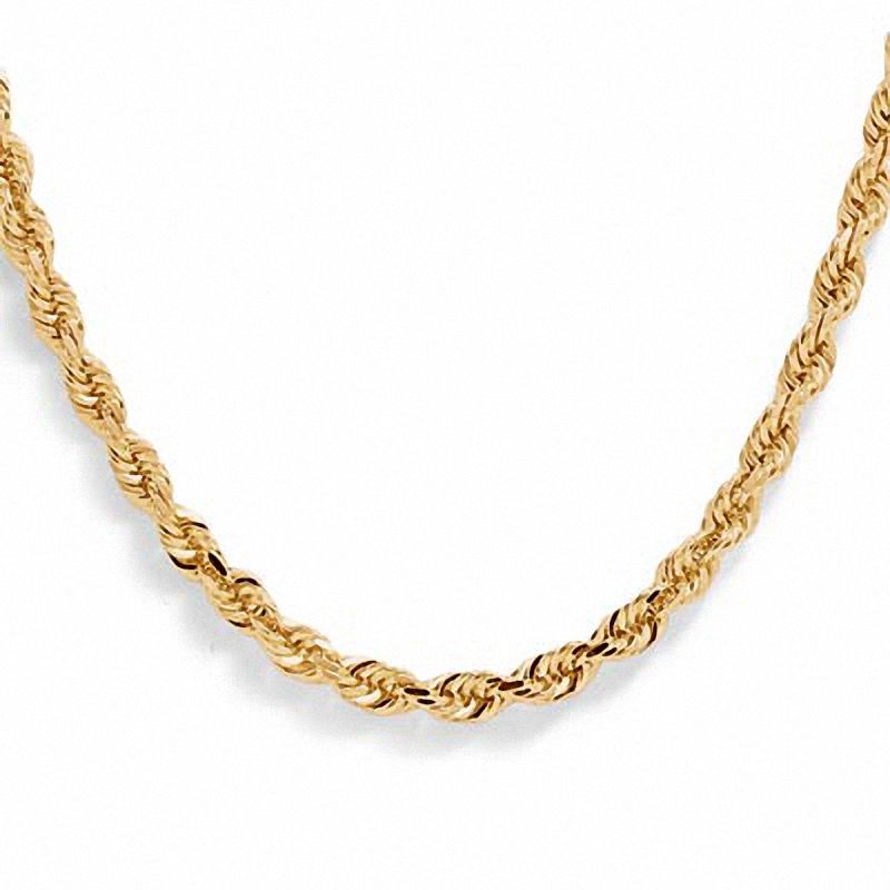 Main Image 1 of 5.0mm Diamond-Cut Rope Chain Necklace in 10K Gold - 22"