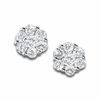 Thumbnail Image 1 of 1/5 CT. T.W. Diamond Flower Stud Earrings in 10K White Gold