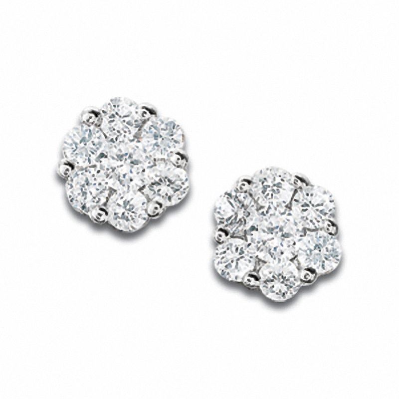 Main Image 1 of 1/5 CT. T.W. Diamond Flower Stud Earrings in 10K White Gold