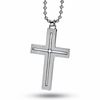 Thumbnail Image 0 of Men's Stainless Steel Cross Pendant on a Bead Chain with Diamond Accent