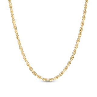 4.0mm Glitter Rope Chain Necklace in Solid 10K Gold - 22"