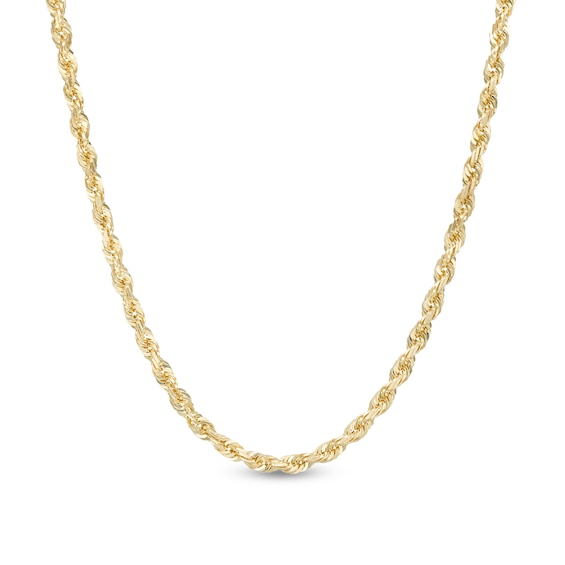 3.8mm Diamond-Cut Glitter Rope Chain Necklace in Solid 10K Gold - 22"