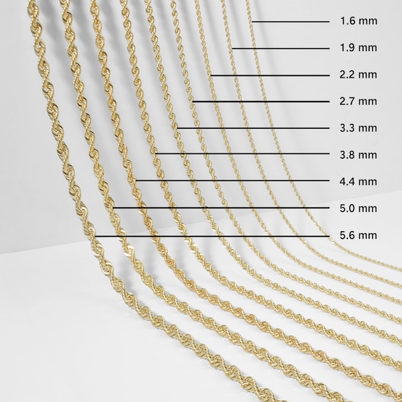 4.0mm Glitter Rope Chain Necklace in Solid 10K Gold - 22"