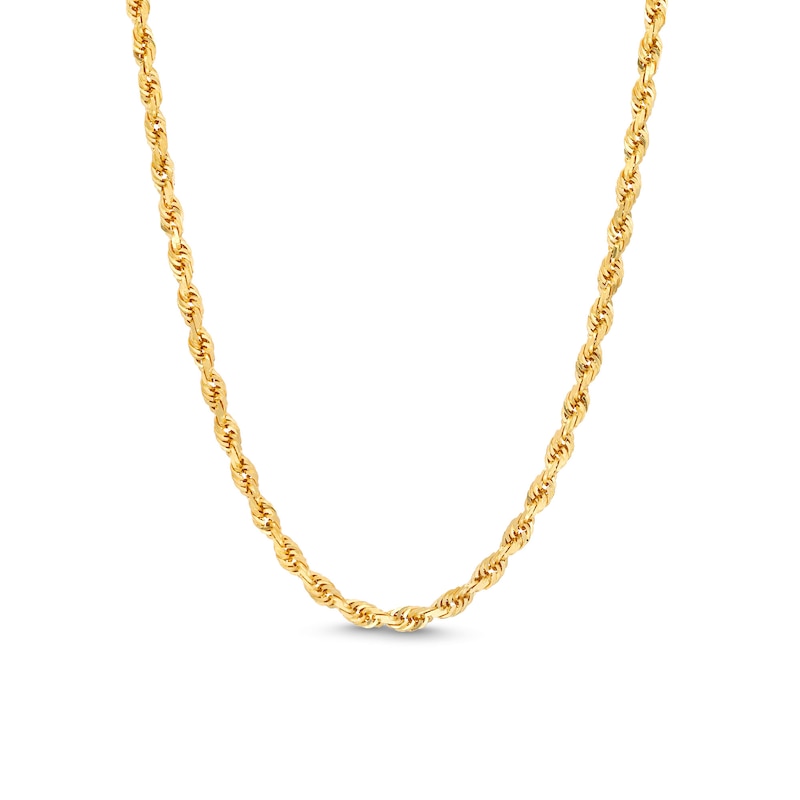 3.0mm Diamond-Cut Glitter Rope Chain Necklace in Solid 10K Gold - 20"
