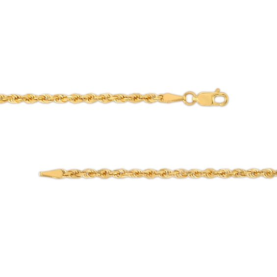 3.0mm Glitter Rope Chain Necklace in Solid 10K Gold - 20"
