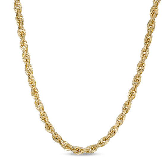 5.0mm Diamond-Cut Glitter Rope Chain Necklace in 10K Gold - 22"