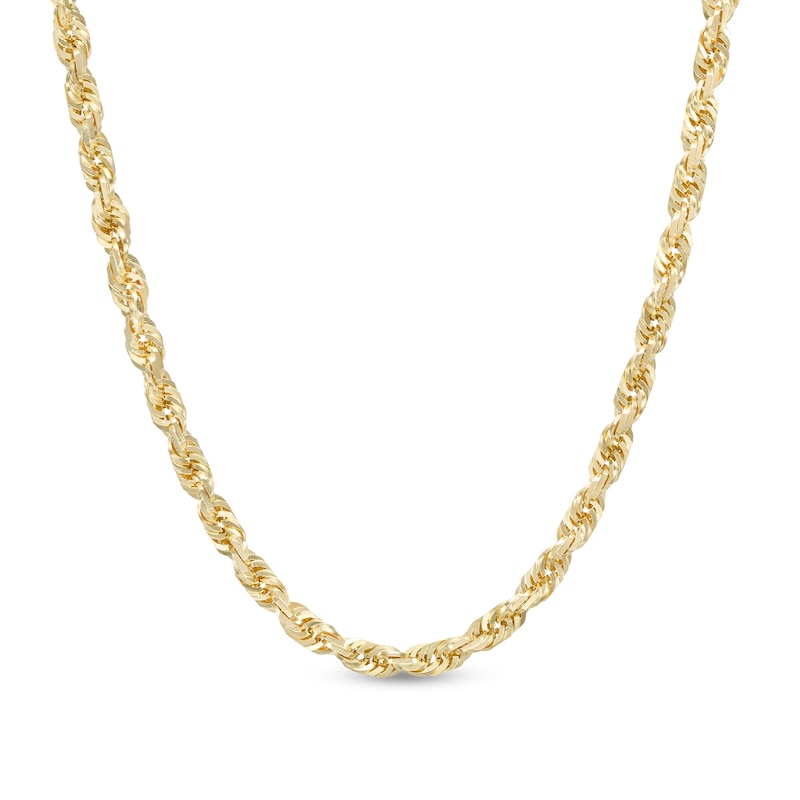 4.4mm Diamond-Cut Glitter Rope Chain Necklace in Solid 10K Gold - 22"
