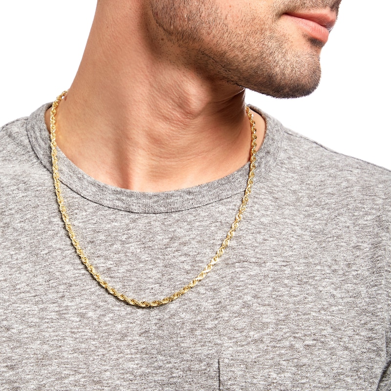 Men's 4.4mm Diamond-Cut Glitter Rope Chain Necklace in 10K Gold - 24