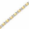 Thumbnail Image 1 of 10K Two-Tone Gold MOM Heart and "X" Stampato Bracelet