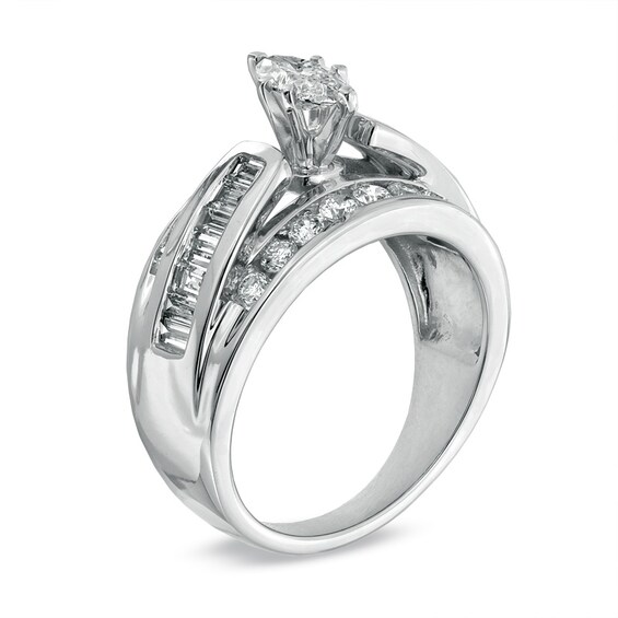 1-1/2 CT. T.w. Marquise Diamond Engagement Ring in 14K White Gold