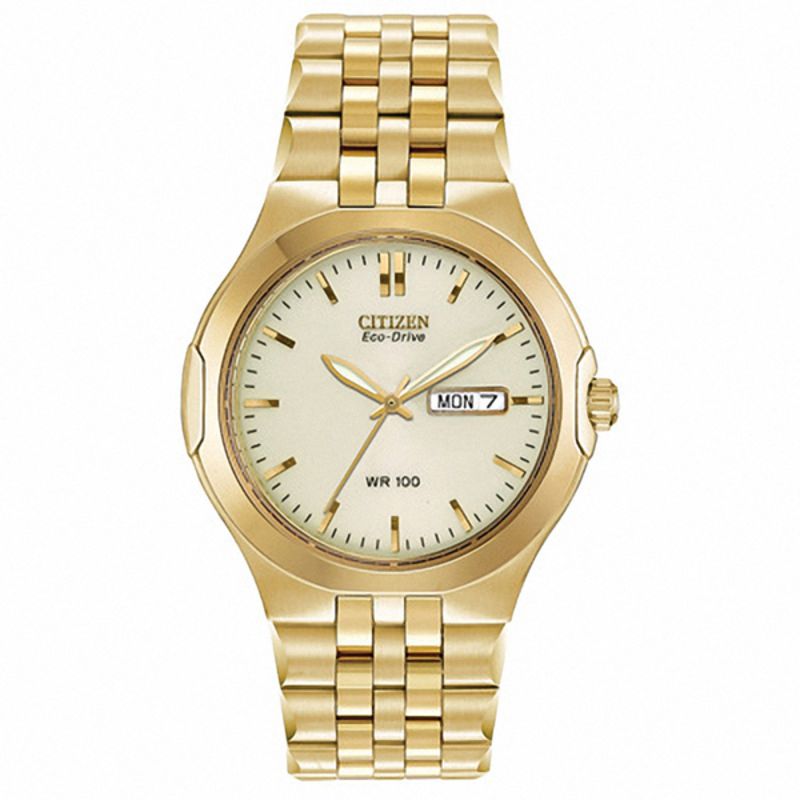 Men's Citizen Eco-Drive Corso Gold-Tone Watch with Champagne Dial