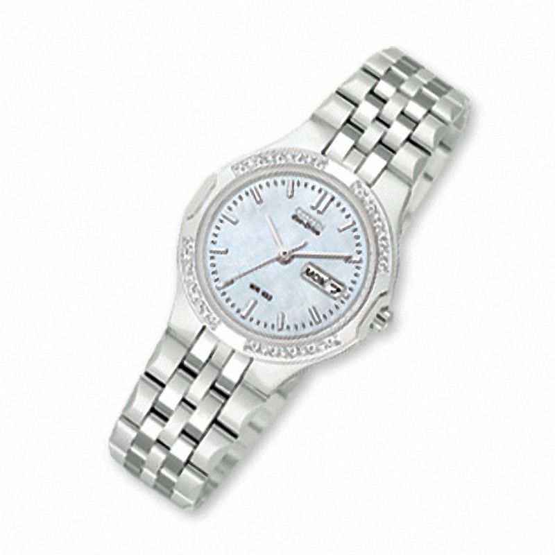 Ladies' Citizen Eco-Drive Corso® Stainless Steel Watch with Diamond Bezel (Model: EW3110-52N)