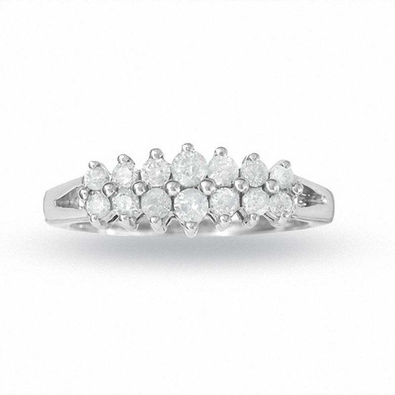 Main Image 1 of 1/2 CT. T.W. Diamond Pyramid Ring in 10K White Gold