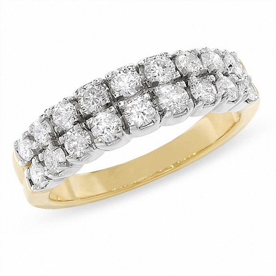 1 CT. T.w. Diamond Two Row Band in 14K Gold