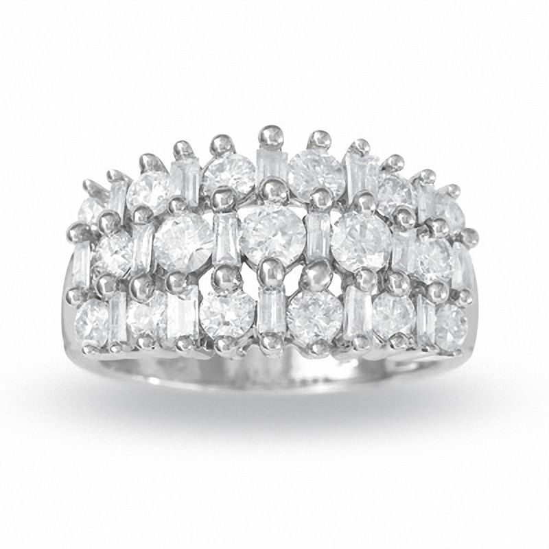 Main Image 1 of 2 CT. T.W. Chunky Round and Baguette Diamond Ring in 14K White Gold