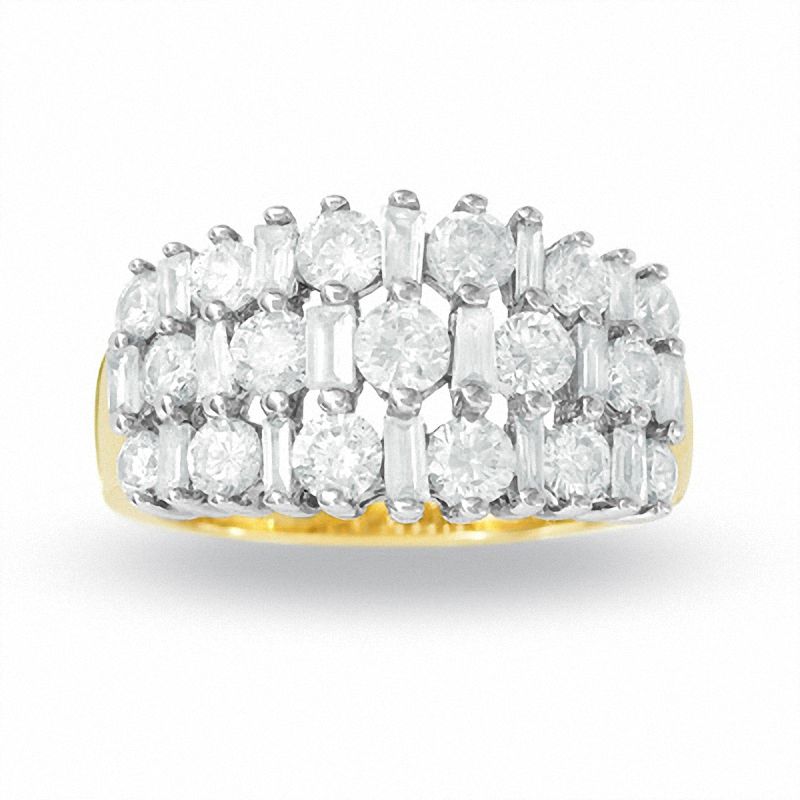 Main Image 1 of 2 CT. T.W. Chunky Round and Baguette Diamond Ring in 14K Gold