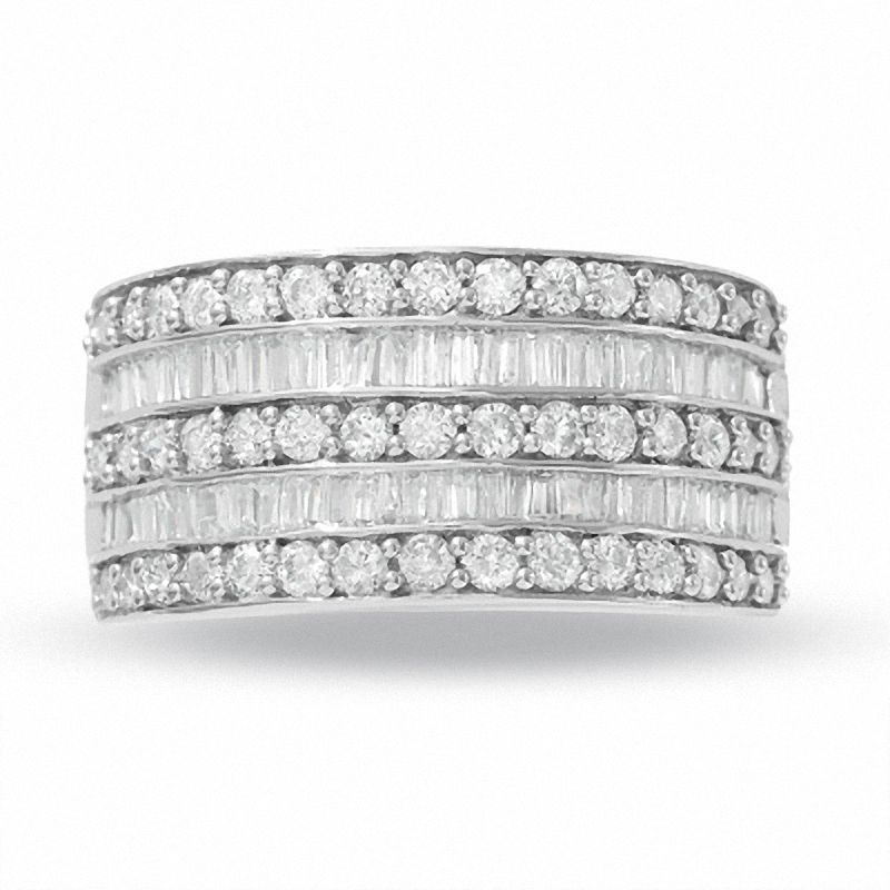 1-1/2 CT. T.W. Diamond Three Row Band in 14K White Gold