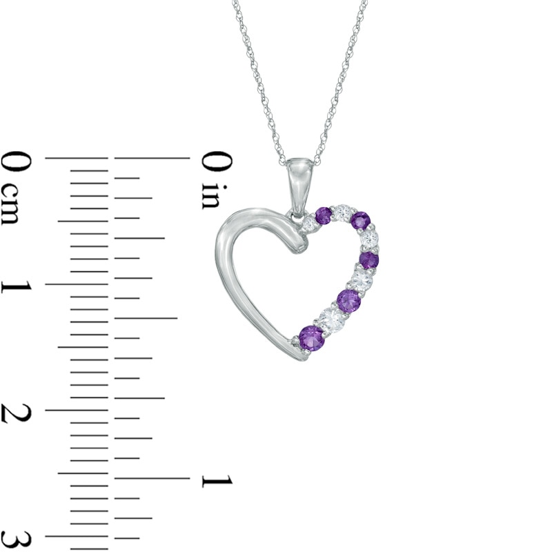 Main Image 2 of Journey Amethyst and Lab-Created White Sapphire Heart Pendant in 10K White Gold