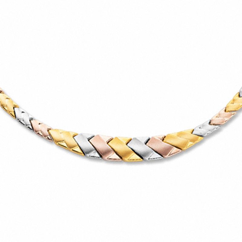 Main Image 1 of 10K Tri-Color Gold Stampato Necklace