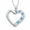Thumbnail Image 1 of Journey Blue Topaz and Lab-Created White Sapphire Heart Pendant in 10K White Gold