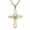 Thumbnail Image 1 of Oval White Topaz Cross Pendant in 10K Gold with Diamond Accents