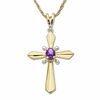Thumbnail Image 1 of Oval Amethyst Cross Pendant in 10K Gold with Diamond Accents