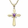 Thumbnail Image 0 of Oval Amethyst Cross Pendant in 10K Gold with Diamond Accents