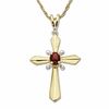 Thumbnail Image 1 of Oval Garnet Cross Pendant in 10K Gold with Diamond Accents