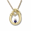 Thumbnail Image 0 of Blue Sapphire Circle Pendant with mother and child in 10K Gold with Diamond Accent