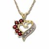 Thumbnail Image 0 of Garnet Heart Pendant in 10K Gold with Diamond Accents