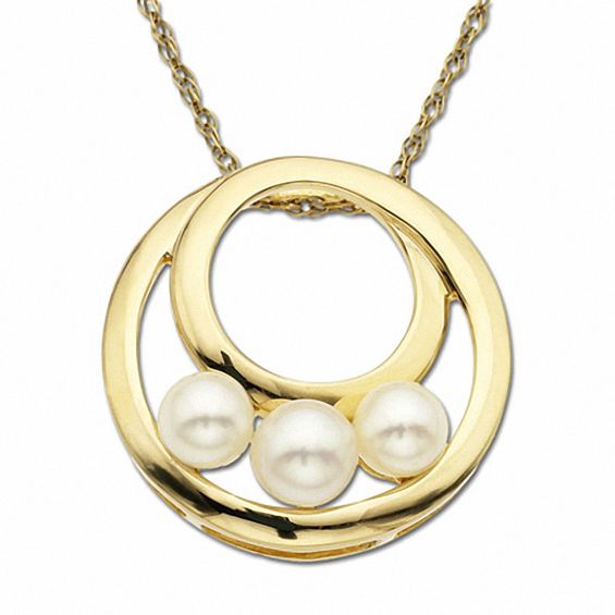 Cultured Freshwater Pearl Circle Pendant in 10K Gold