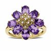 Thumbnail Image 1 of Amethyst Flower Cluster Ring in 10K Gold with Diamond Accents