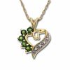 Thumbnail Image 1 of Peridot Heart Pendant in 10K Gold with Diamond Accents
