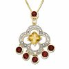 Thumbnail Image 1 of Citrine and Garnet Dangle Pendant in 10K Gold with Diamond Accents