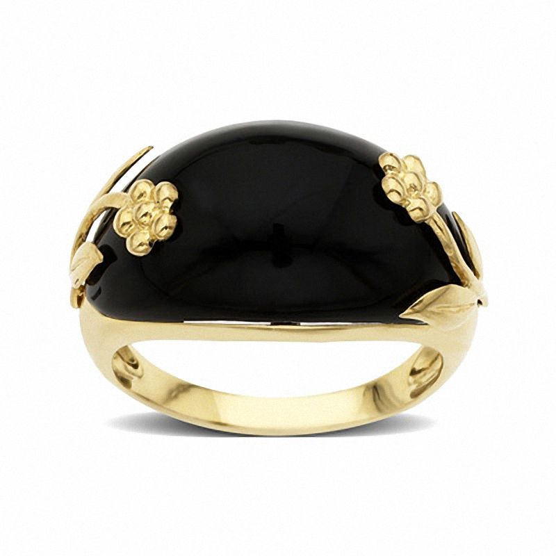 Main Image 1 of Onyx Flower Ring in 10K Gold