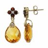 Thumbnail Image 1 of Briolette Citrine and Garnet Drop Earrings in 10K Gold with Diamond Accents