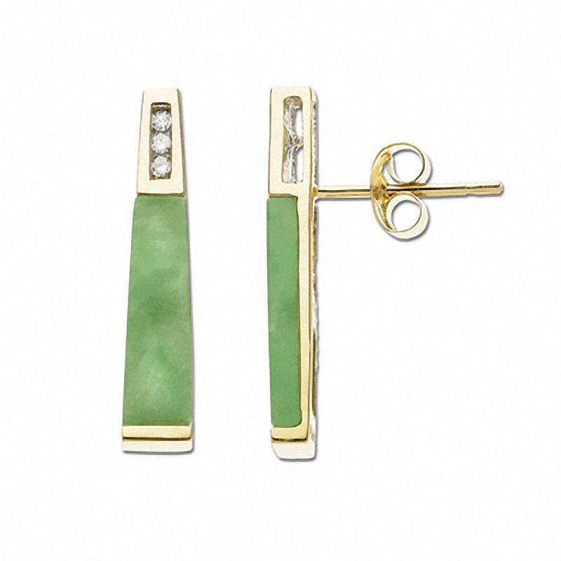 Main Image 1 of Jade Fashion Earrings in 14K Gold with Diamond Accents