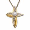 Thumbnail Image 1 of Freshwater Cultured Pearl Cross Pendant in 10K Gold with Diamond Accents